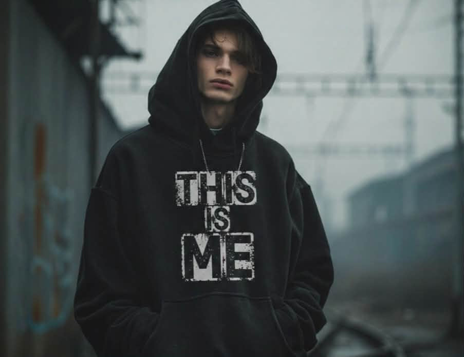 Me svart Hoodie 5786