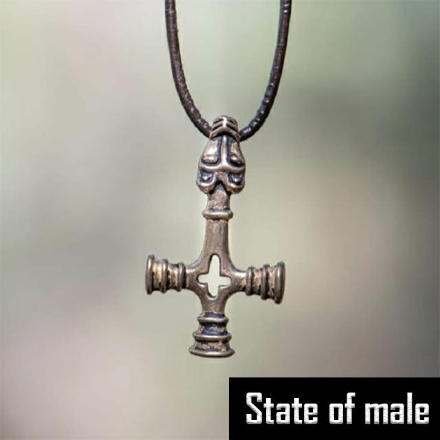 Leather necklace Wolf Cross 1535