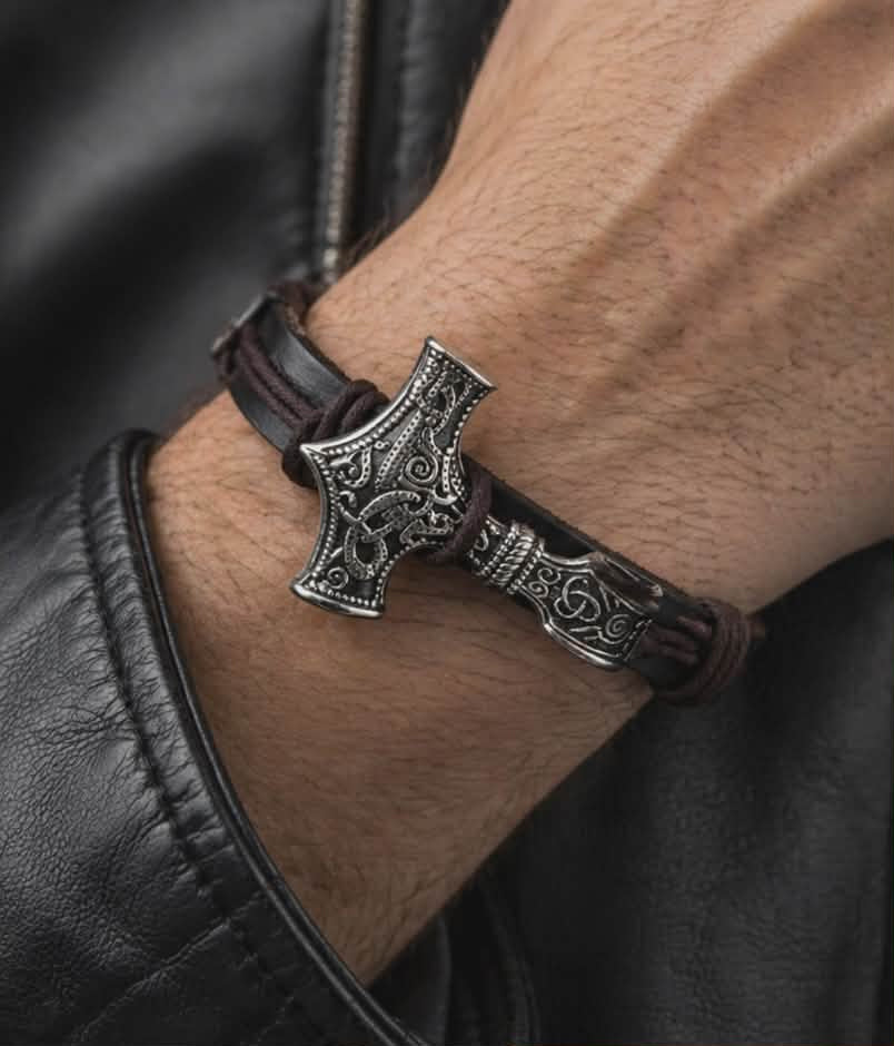 Læderarmbånd Mjölner 1480