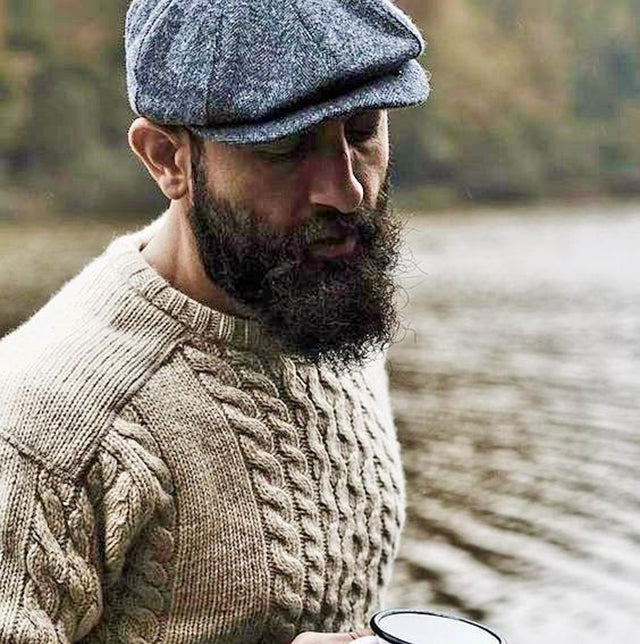 Newsboy cap i grå fiskbensmönstrad 1534