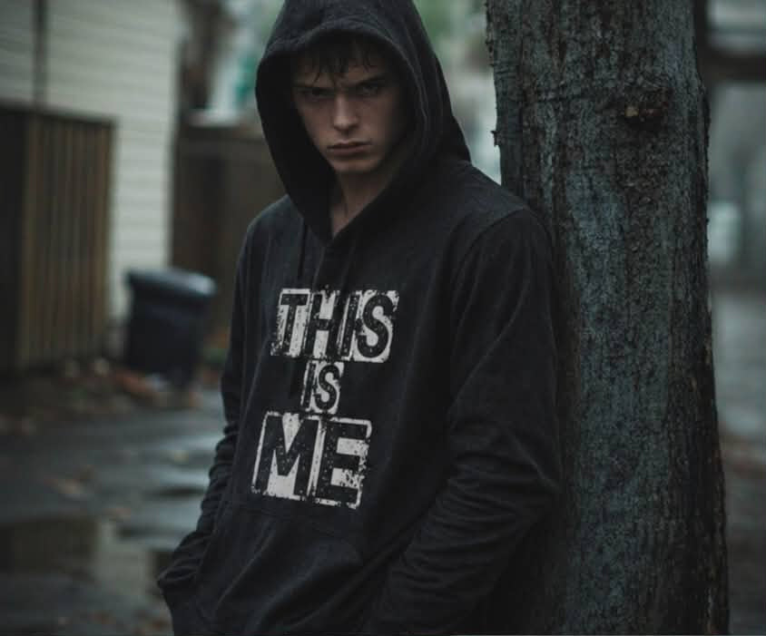 Me svart Hoodie 5786