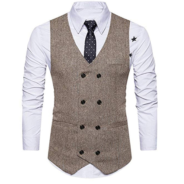 Double Breasted Waistcoat Retro Slim Fit  1039