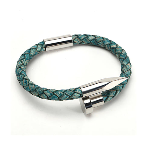 Green Nail Leather Bracelet 1144