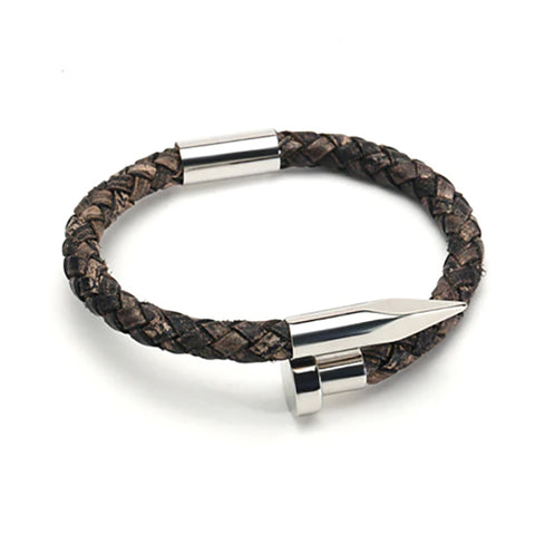 Brown Nail Leather Bracelet 1145