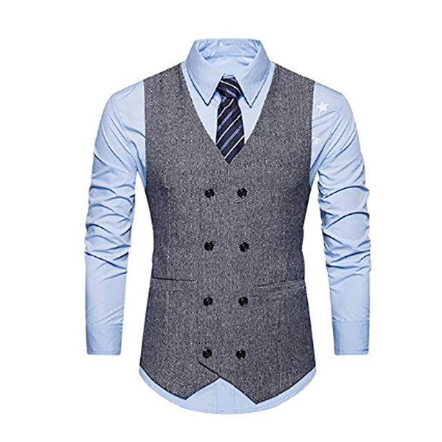 Double Breasted Waistcoat Retro Slim Fit 1150