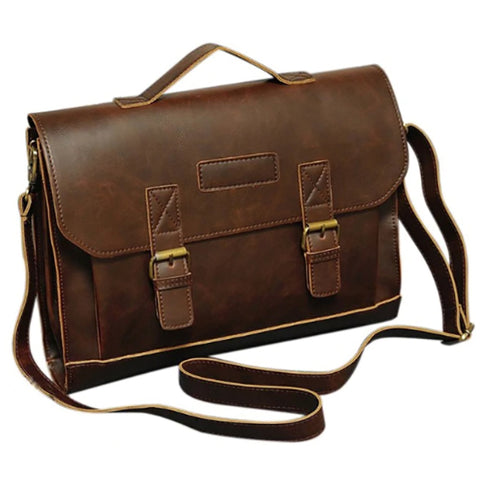 Stylish messenger bag in faux leather, classic briefcase model 1170