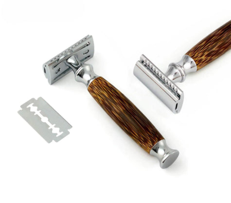 Safety Razor with Long Natural Bamboo Handle 1219