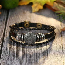 Handmade leather bracelet shield 1360