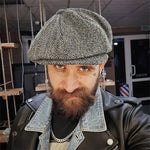 Newsboy cap in gray herringbone patterned 1534