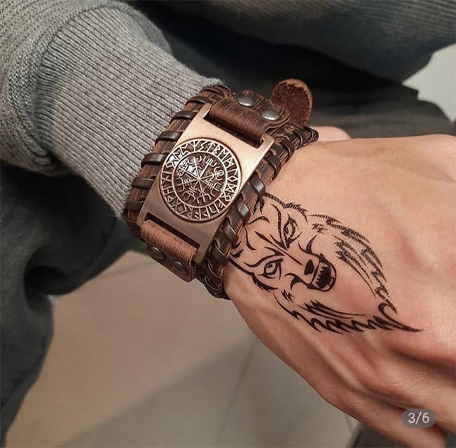 Vejviser Brunt læderarmbånd 1598