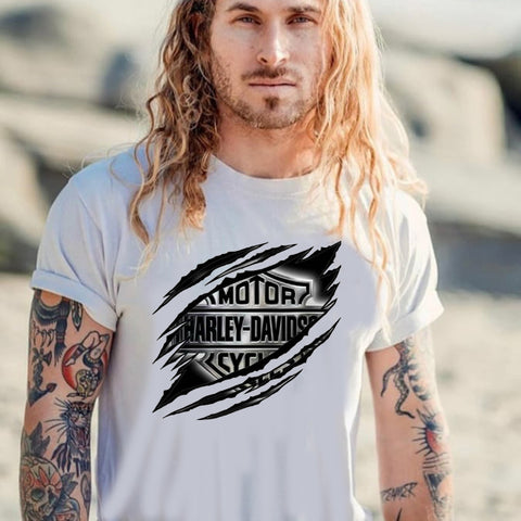 Ripped Harley rundhalsad t-shirt 5395