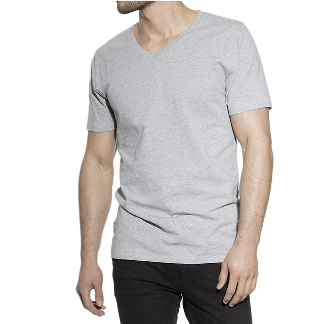 Gråmelerad v neck T-shirt 765