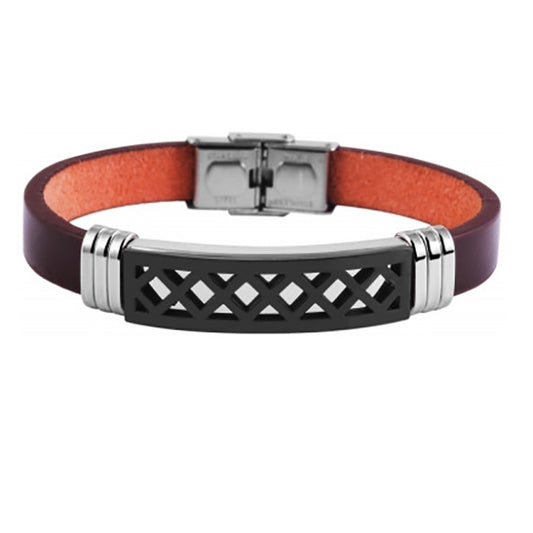 Bars Leather Bracelet 925